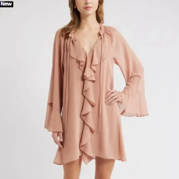 Open Edit Ruffle Chiffon Shift Dress – Small (NWT) - Picture 9 of 14